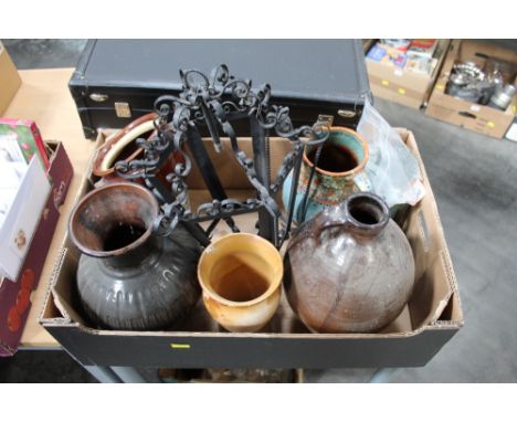 Lamp and Studio Pottery vases and jugs 