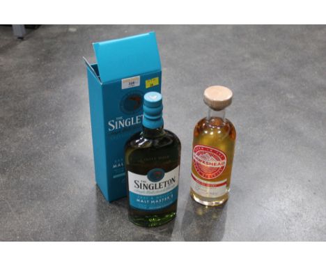 Box of Singleton's single malt Scotch Whisky 700 ml and bottle of Hawkshead English Whisky 70 cl