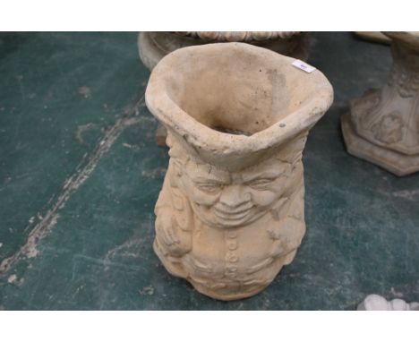 Concrete garden planter in form of a Toby jug, height 41 cm, width 29 cm