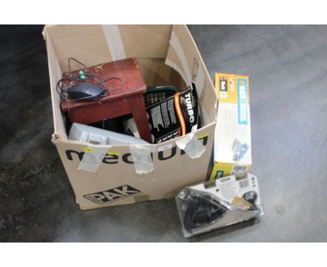 Box of hand tools and power tools, sander, Stanley plane etc 