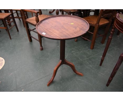 Mahogany tripod tilt top table with dished top, height 66 cm, diameter 49 cm