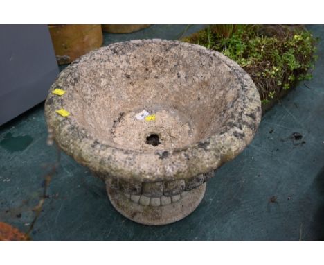 Weathered concrete garden planter, height 34 cm, diameter 47 cm 