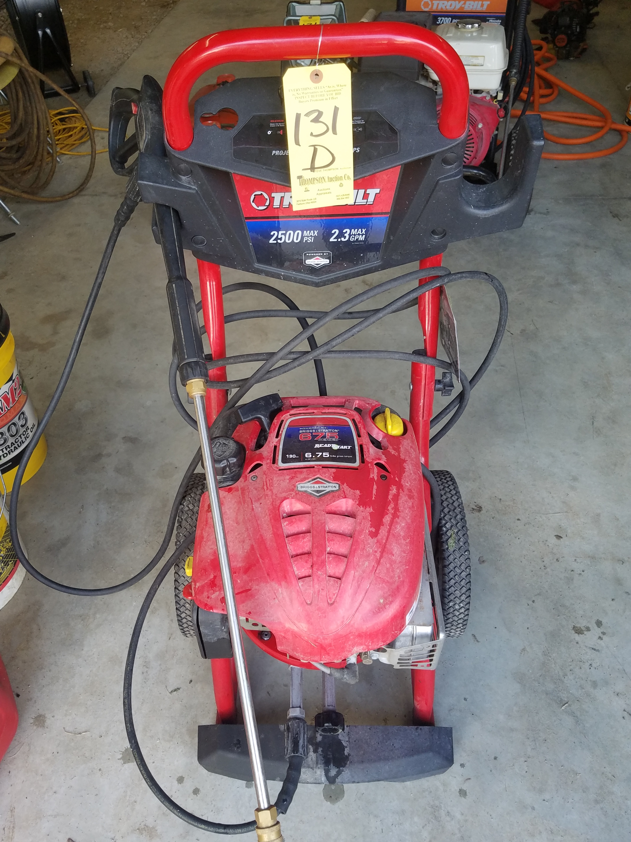 Troy Bilt 2500 Psi Gas Powered Pressure Washer 675 Briggs And Stratton Engine 9163