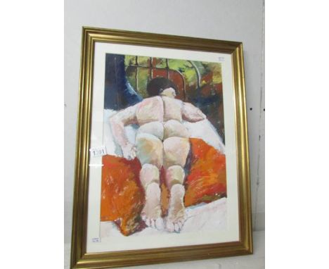 A framed and glazed painting in watercolour and gouache of a reclining nude, signed and dated 1967 by D, R. Adamson, Winchest