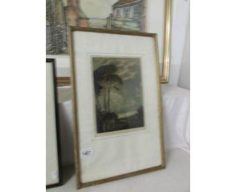 A framed and glazed limited edition artist's proof aquatint, 'Evening Light', signed Joseph Kirkpatrick, image 17 x 25 cm