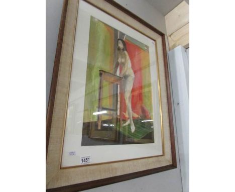 A1960's signed and dated watercolour & gouache painting of standing nude by D. R. Adamson, Winchester school of art.