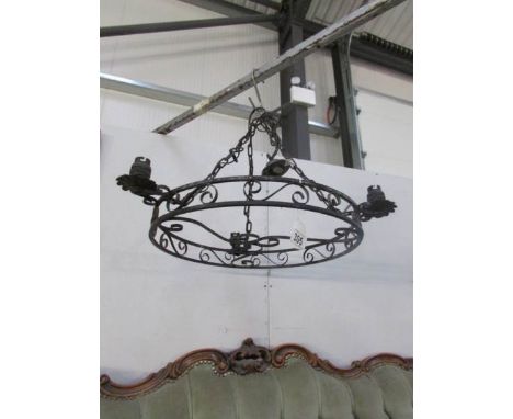 An old metal ceiling light