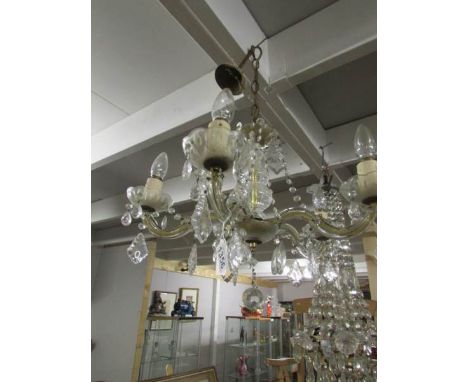 A 5 lamp glass chandelier