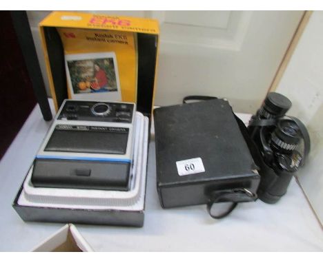 A boxed Kodak Ek6 instant camera and cased Tasco binoculars