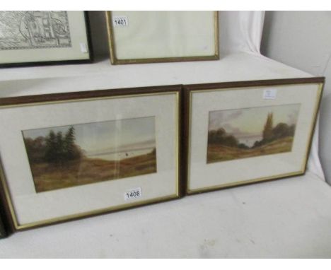 A pair of framed and glazed watercolour lake scenes signed R Stafford.