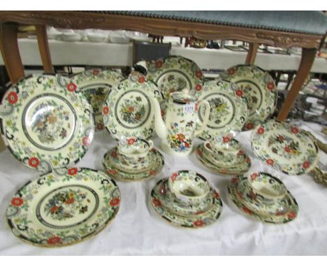 24 pieces of Coalport Canton pattern china including coffee pot, dish, cups and saucers etc