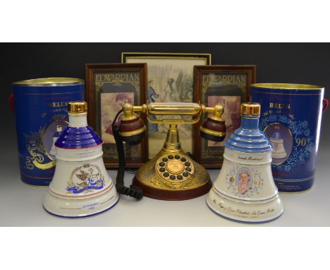 Bells Scotch Whiskey, To Celebrate The Birth of Princess Eugenie;  another, Queen Mothers 90th Birthday, both full;  an Alexa