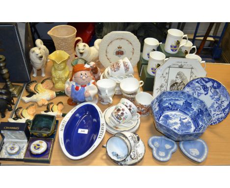 Ceramics - a Martell cognac brandy advertisement ashtray; a Queen Victoria jubilee octagonal plate; an English enamel WWII Br