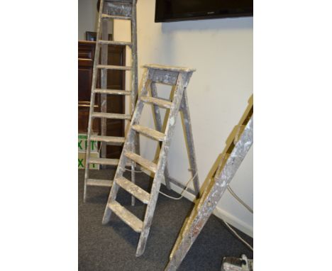 Industrial Salvage - A pair of decorators step ladders, others heavily painted (3)