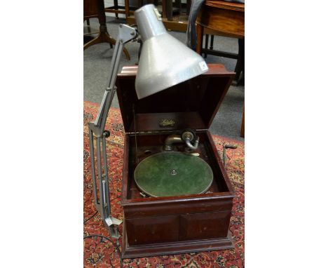 A Selecta gramophone, retailed by Woolleys, Ltd, Nottingham;  an anglepoise desk lamp (2)