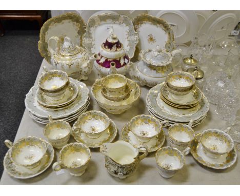 A Victorian English porcelain tea & coffee service c1870; a similar Rococo teapot; etc.