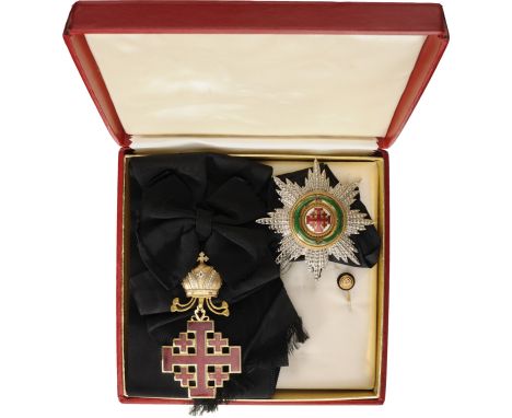 Grand Cross Set for Orthodx Recipients, 1st Class, instituted after 1099. Sash Badge, 101x55 mm, gilt Bronze, one side enamel