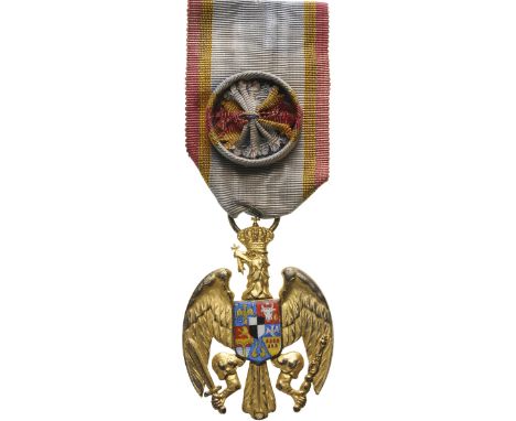 Officer's Cross, 4th Class, instituted in 1933. Breast Badge, 50x37 mm, gilt Silver, centre enameled, hallmarked "575"â€š mak