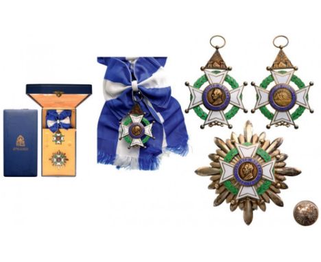 Grand Cross Set, 1st Class, instituted in 1941. Sash Badge, 70x52 mm, gilt Silver, both sides enameled, both central medallio