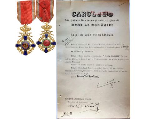Officer 's Cross, 2nd Model (1938), for Military in Time of Peace. Breast Badge, 67x42 mm, Bronz gilt, both sides red enamele