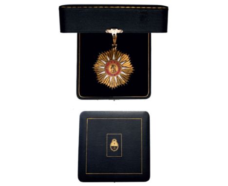 Grand Cross Sash, 1st Class, 2nd Type. Sash Badge, 76 mm, gilt Silver, central medallions gilt silver, enameled, original sus