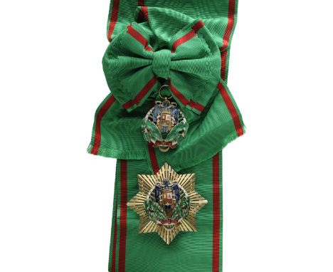 Grand Cross Set, 1st Class, instituted in 1933. Sash Badge, 44 mm, gilt Silver, one side enameled, original suspension ring a