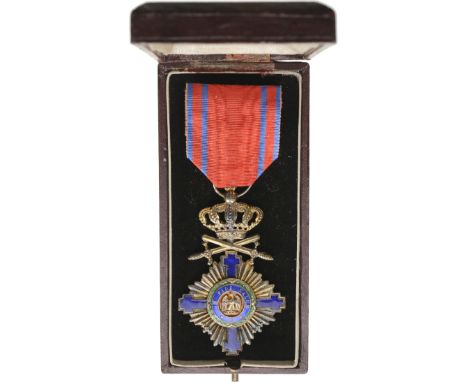 Officer's Cross, 1st Model, Military in time of Peace. Breast Badge, 70x43 mm, gilt Silver, both sides enameled original susp