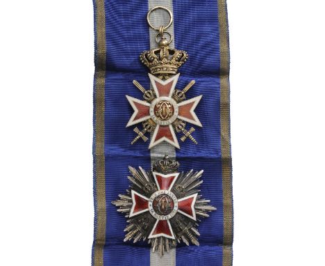 Grand Cross Set, 2nd Model, Military. Sash Badge, 85x55 mm, gilt Silver, hallmarked "1287-42, SILBER, crown", maker's mark "C