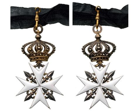 Magistral Commander's Cross. Neck Badge, gilt Silver, obverse enameled, original crown suspension device and silk ribbon. Nic