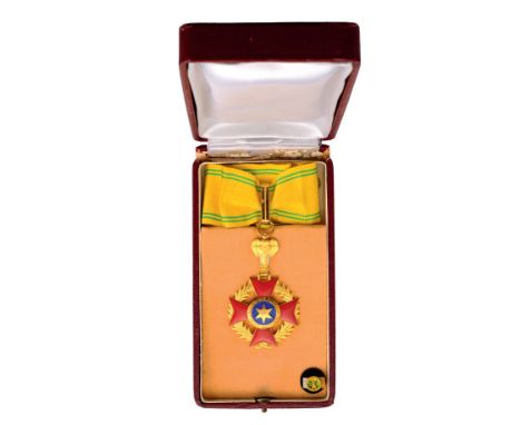 Commander`s Cross. Neck Badge, gilt bronze, 45 mm, enameled, maker`s mark "A.B&Cie", both central medallions enameled, origin