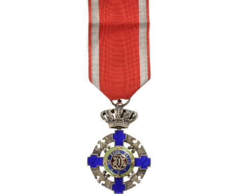Knight 's Cross, 2nd Model (1938), for Civil. Breast Badge, 62x40 mm, Silver, hallmarked "6955-43, crown, MN", both sides red