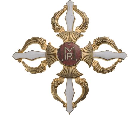 Breast Badge, 38 mm, gilt Bronze, one side enameled, multipart construction, thin pin on reverse. A possibly Royal court badg