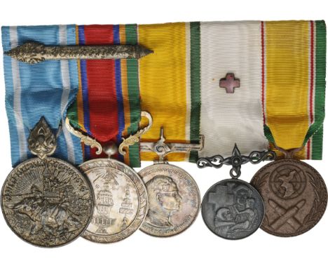 Victory Medal (Chakra Mala), Bronze; Order of White Elephant, Silver Medal; Silver Jubelee Medal (25th - 2533, Silver; Red Cr