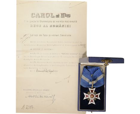 Commander's Cross, 2nd Model (1932) for Civil. Neck Badge, 50 mm, gilt Silver, hallmarked "crown", enameled, original suspens