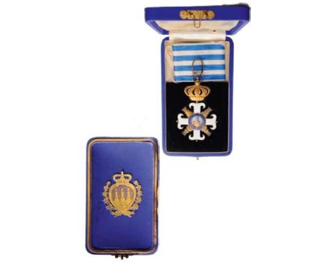 Commander`s Cross, 3rd Class, instituted in 1859. Neck Badge, 55 mm, gilt Silver, both sides enameled (a few chips to the whi