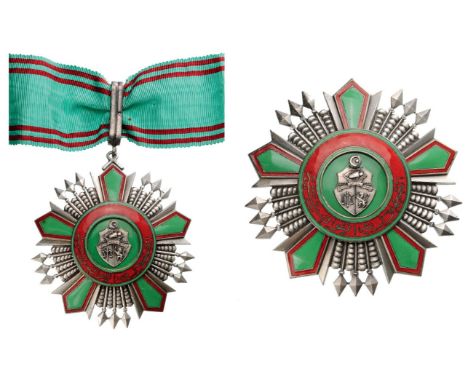 Grand Officer`s Set, 2nd Type (after 1961). Neck Badge, 65 mm, silvered plated bronze, makerâ€™s mark â€œA.B&Cie.â€, obverse 