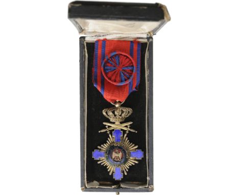 Officer's Cross, 1st Model, Military in time of Peace. Breast Badge, 67x43 mm, gilt Silver, both sides enameled original susp