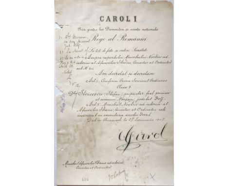 instituted on the 11th of November 1906, to a Landlord and former Maior of Dolj Department. Awarding Document, 315x201 mm, da