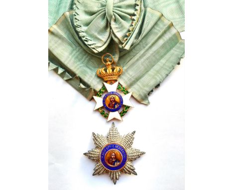 Grand Cross Set, 2nd Type. Sash Badge, 86x55 mm, GOLD, enameled and finely painted "Pantokrator", together with original sash