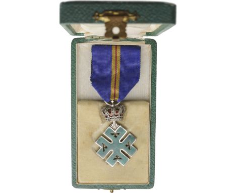 Knight's Cross, intituted in 1929. Breast Badge, 50x35 mm, Silver, both sides enameled, original suspension ring and ribbon, 