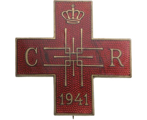 Breast Badge, 37 mm, gilt Bronze, enameled, maker's mark "Monetaria Nationala", numbered "2192",  vertical pin on the back. M