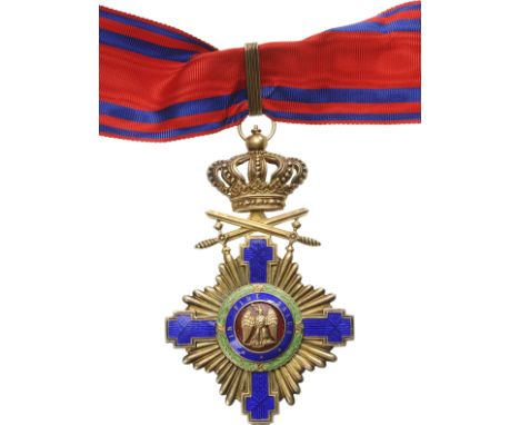 Commander's Cross, 1st Model for Military in Time of Peace. Neck Badge, 104x66 mm, Silver gilt, maker's mark "Resch", both si