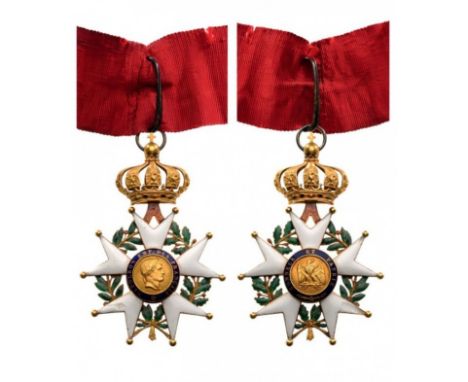 Commander's Cross, 2nd Empire (1852-1870), 3rd Class, instituted in 1802. Neck Badge, 58 mm, GOLD, French hallmark "eagle's h