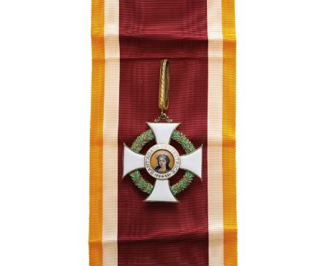 Grand Cross Badge, 1st Class, instituted in 1923. Sash Badge, 60x53 mm, gilt Silver, both sides enameled, both central medall