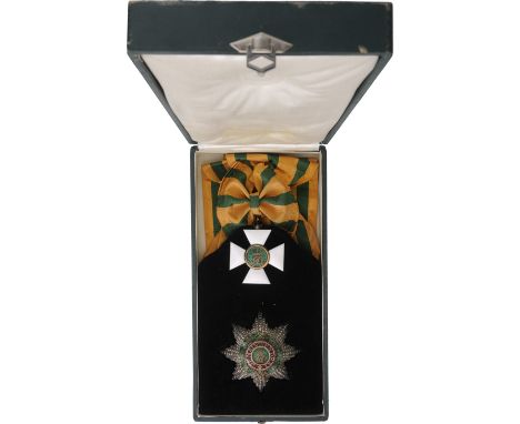 Grand Cross Set, 1st Class, instituted in 1841. Sash Badge, 57 mm, partially gilt Silver, both sides enameled, both central m