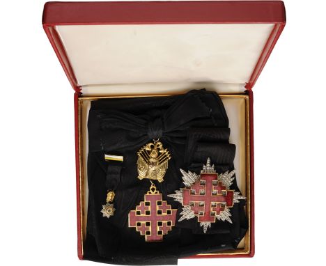 Grand Cross Set, 1st Class, instituted after 1099. Sash Badge, 107x54 mm, gilt Bronze, one side enameled, original military t