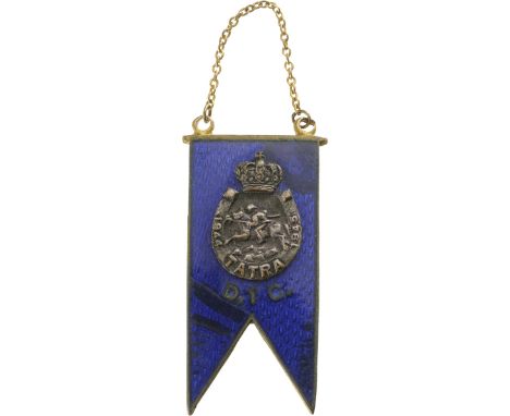 Breast Badge, 43x20 mm, gilt Bronze, enameled, fastening chainlet. M.S.B.R. 376. Extremely rare! I- RR!