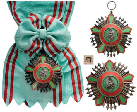 Grand Cross Set, 1st Class, instituted in 1959. Sash Badge, 65 mm, Silver, multipart construction, superimposed parts enamele