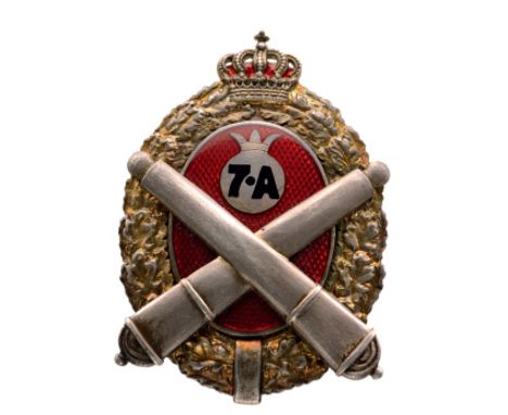 Breast Badge, silver, hallmarked "SILBER, 900, maker's mark "ABN", one side enameled, multipart construction, with thin pin. 