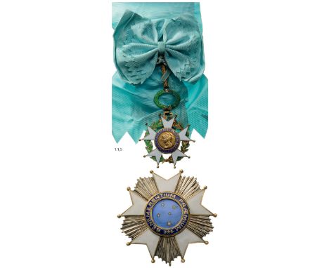 Grand Cross Set, 1st Class, instituted in 1932. Sash Badge, gilt Silver, 65 mm, both sides enameled, both central medallions 